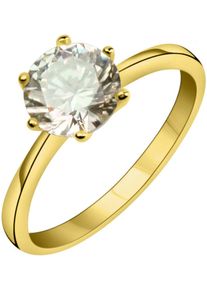 Goldring Firetti "Schmuck Geschenk Gold 375 Fingerring Verlobungsring Ring Solit&auml;r" Gr. 62, gold (gelbgoldfarben, kristallwei&szlig;), Fingerringe, Damen, 62, Gelbgold 375, 2mm, Goldring, mit Zirkonia (synth.)