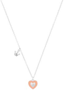 Kette mit Anh&auml;nger Prinzessin Lillifee "Herz/Krone", bunt (silberfarben, rosa), Halsketten, M&auml;dchen, Silber 925 (Sterlingsilber), L: 38, Kette mit Anh&auml;nger, mit Emaille