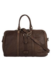 Reisetasche FORTY, Damen, Gr. B/H/T: 53cm x 30cm x 20cm onesize, braun, Leder, leicht gl&auml;nzend, unifarben, Taschen Reisetasche, echt Leder, Made in Italy