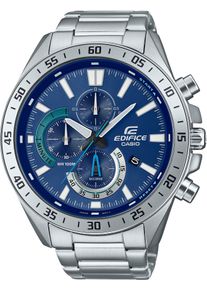 Chronograph CASIO EDIFICE, silber (t&uuml;rkis, blau, edelstahlfarben), Armbanduhren, Herren, Chronograph, Quarzuhr,Armbanduhr,Herrenuhr, Edelstahlarmband, bis 10bar wasserdicht