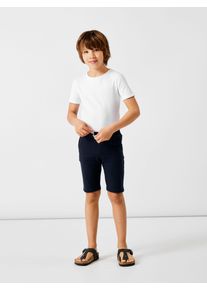 Shorts name it "NKMHONK SWE LONG SHORTS UNB NOOS", Jungen, Gr. 164, N-Gr, schwarz sapphire (blank), Web, Obermaterial: 95% Baumwolle, 5% Elasthan, unifarben, straight fit knielang, Hosen Shorts