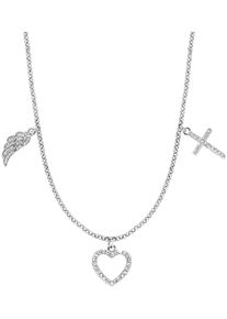Kette mit Anh&auml;nger Engelsrufer "Glaube Liebe und Hoffnung", silber (silberfarben, kristallwei&szlig;), Halsketten, Damen, Silber 925 (Sterlingsilber), L: 50 B: 1,42mm, Kette mit Anh&auml;nger, Made in Germany - mit Zirkonia (synth.), B:1,42mm
