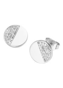 Paar Ohrstecker Firetti "Schmuck Geschenk Silber 925 Ohrschmuck", bunt (silberfarben, wei&szlig;, wei&szlig;), Ohrringe, Damen, 10mm, Silber 925 (Sterlingsilber), Paar Ohrstecker, mit Kristallstein