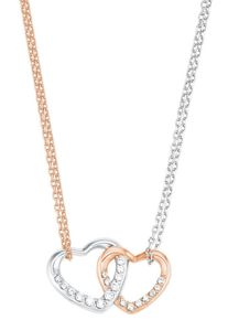 Kette mit Anh&auml;nger Amor "Herzen", rosa (silberfarben, ros&eacute;goldfarben, wei&szlig;), Halsketten, Damen, Silber 925 (Sterlingsilber), L: 45, Kette mit Anh&auml;nger, mit Zirkonia (synth.)