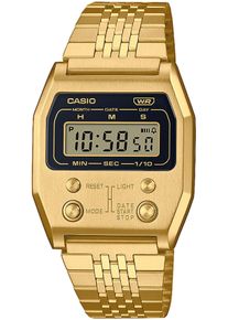 Chronograph CASIO VINTAGE, gold (goldfarben, schwarz), Armbanduhren, Damen, Chronograph, Quarzuhr, Armbanduhr, Damen, Herren, digital, retro, Stoppfunktion