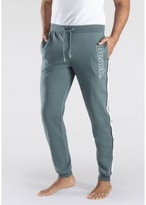 Sweathose BENCH. LOUNGEWEAR, Herren, Gr. 44/46 (S), N-Gr, blau (hellpetrol), Sweatware, Obermaterial: 60% Baumwolle, 40% Polyester, unifarben mit Farbeinsatz, Basic, bequem lang, Hosen Sweathose, mit aufgesetzten Streifen an der Seite und Logodruck, Topseller