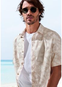 Beach Time Hawaiihemd BEACHTIME "Regular fit", Herren, Gr. S (37/38), N-Gr, beige (beige, bedruckt), Web, Obermaterial: 100% Baumwolle, gemustert, regular fit, ohne Ausschnitt, abgesteppte Kante, Hemden Hawaiihemd, Kurzarm, Freizeithemd mit Palmenprint, reine Baumwolle