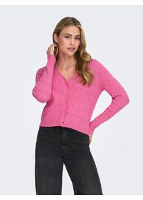 Strickjacke Only "ONLKATIA LS CABLE V-NECK CARDIGAN CC KNT", Herren, Gr. L, wild orchid detail:melange, Strick, Obermaterial: 50% Viskose, 27% Nylon, 23% Polyester, meliert, figurbetont normal, V-Ausschnitt, Rippb&uuml;ndchen, Strickjacken Strickjacke