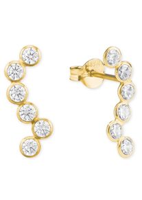 Paar Ohrstecker Amor "2020265", gold (goldfarben, kristallwei&szlig;), Ohrringe, Damen, Gelbgold 585, Paar Ohrstecker, mit Zirkonia (synth.)