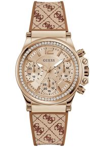 Multifunktionsuhr Guess "CHARISMA", blau (hellbraun, braun), Armbanduhren, Damen, Multifunktionsuhr, Armbanduhr, Quarzuhr, Damenuhr