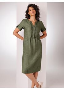 Sommerkleid CREATION L PREMIUM "Leinen-Kleid", Damen, Gr. 36, Normalgr&ouml;&szlig;en, khaki, meliert, Web, 100% Leinen, unifarben, knielang, Rundhals, Kleider Sommerkleid