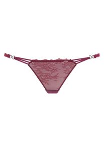 String Lascana, Damen, Gr. 32/34, lila (aubergine), Spitze, Obermaterial: 90% Polyamid, 10% Elasthan, eng, Unterhosen String, mit dekorativen Strass-Schnallen