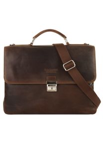 Aktentasche Bugatti "ROMANO", Gr. B/H/T: 41cm x 31cm x 13cm onesize, braun, Leder, used, Taschen Aktentasche, echt Leder