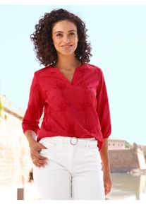 Schlupfbluse Inspirationen, Damen, Gr. 46, erdbeere, 100% Baumwolle, unifarben, V-Ausschnitt, Blusen Schlupfbluse