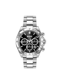 Chronograph BOSS "HERO 2.0", silberfarben, schwarz, Armbanduhren, Herren, Chronograph, Quarzuhr, Armbanduhr, Herrenuhr, Edelstahlarmband, analog, Tag