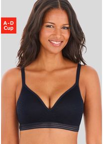 Bralette-BH Lascana "Freya", Damen, Gr. 80, Cup D, blau (marine), Spitze, Obermaterial: 36% Polyamid, 29% Polyester, 27% Baumwolle, 8% Elasthan, BHs Bralette-BH, ohne B&uuml;gel mit eingearbeitetem Push-up Kissen, Dessous