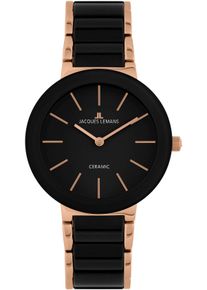 Keramikuhr Jacques Lemans "Monaco", rosa (schwarz, ros&eacute;goldfarben), Armbanduhren, Damen, Keramikuhr, Armbanduhr, Herrenuhr, Damenuhr, bis 10 bar wasserdicht, analog