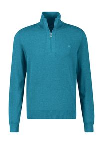 Troyer Lerros, Herren, Gr. 3XL, swedish blau melange, Strick, Obermaterial: 100% Baumwolle, meliert, regular fit normal, ohne Ausschnitt, Rippb&uuml;ndchen, Pullover Troyer, mit Logo Stickerei