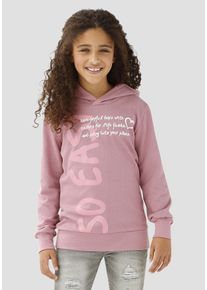 Kapuzenshirt Kidsworld "SO EASY - Print", M&auml;dchen, Gr. 164/170, rosa, Interlock, Obermaterial: 100% Baumwolle, Basic Po-bedeckend, B&uuml;ndchen, Shirts Kapuzenshirt, Langarm, Basic-Passform, mit modischen Drucken