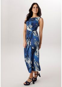 Midikleid Aniston SELECTED, Damen, Gr. 46, N-Gr, royalblau, blau, marine, sanftes wei&szlig;, Jersey, Obermaterial: 95% Polyester, 5% Elasthan, bedruckt, gebl&uuml;mt, gemustert, figurumspielend wadenlang, Rundhals, Kleider Midikleid, hinten mit Rei&szlig;verschluss zu schlie&szlig;en - NEUE KOLLEKTION