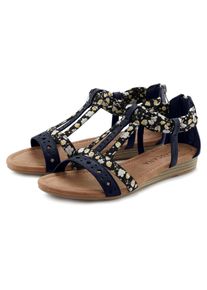 Sandale Lascana "Sommerschuh", Damen, Gr. 41, schwarz, Obermaterial: 50% Lederimitat, 50% Textilmaterial. Decksohle: 100% Lederimitat. Futter: 100% Lederimitat. Laufsohle: 100% Synthetik, bedruckt, mehrfarbig, Schuhe Sandale, Sandalette, Sommerschuh mit Riemchen im Festival-Look VEGAN