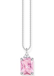 Kette mit Anh&auml;nger Thomas Sabo "pinker Stein" Gr. 45, bunt (silberfarben, pink), Halsketten, Damen, 45, Silber 925 (recycelt), Kette mit Anh&auml;nger, mit Zirkonia (synth.)