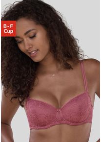 Schalen-BH Lascana, Damen, Gr. 95, Cup C, braun (kastanie), Spitze, Obermaterial: 72% Polyamid, 20% Polyester, 8% Elasthan, BHs Schalen-BH, mit B&uuml;gel aus blumiger Jacquardspitze, sexy Dessous