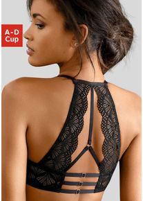 Push-up-BH Lascana "Sienna", Damen, Gr. 85, Cup D, schwarz, Spitze, Obermaterial: 60% Polyamid, 35% Polyester, 5% Elasthan, BHs Push-up-BH, mit dekorativem Spitzenr&uuml;cken, sexy Dessous