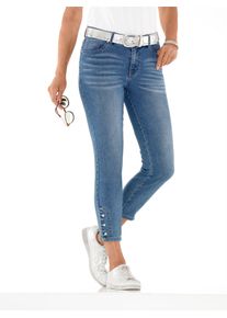 7/8-Jeans Casual Looks, Damen, Gr. 46, Normalgr&ouml;&szlig;en, blau (blau, bleached), 79% Baumwolle, 19% Polyester, 2% Elasthan, unifarben, 7/8-L&auml;nge, Jeans 7/8-Jeans