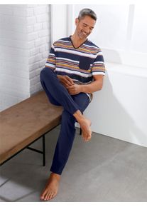 Schlafhose, Herren, Gr. 44/46, Normalgr&ouml;&szlig;en, blau (nachtblau), 100% Baumwolle, unifarben, Hosen Schlafhose