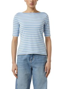 T-Shirt comma, Damen, Gr. 36, blau stripes, Single Jersey, Obermaterial: 92% Viskose, 8% Elasthan, gestreift, tailliert h&uuml;ftbedeckend, U-Boot-Ausschnitt, Shirts T-Shirt, im Streifen-Look, Topseller