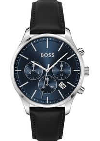 Chronograph BOSS "AVERY", schwarz, Armbanduhren, Herren, Chronograph, Quarzuhr, Herrenuhr, Armbanduhr, Stoppfunktion, Lederarmband