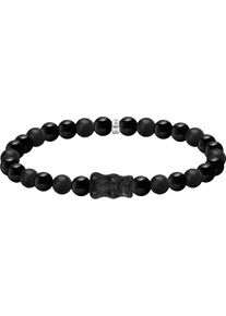 Armband Thomas Sabo "Thomas Sabo x HARIBO: Beadarmband mit Goldb&auml;r" Gr. 21, silber (silberfarben, schwarz, schwarz), Armb&auml;nder, Damen, 21, Silber 925 (recycelt), Armband, mit Obsidian, Kristallglas
