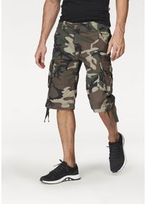 Cargobermudas Alpha Industries "Jet Short", Herren, Gr. 33, N-Gr, braun (tarnfarben), Web, Obermaterial: 100% Baumwolle, bedruckt, normal knieumspielend, Hosen Cargobermudas