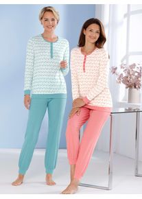 w&auml;schepur Schlafanzug W&Auml;SCHEPUR, Damen, Gr. 44/46, bunt (ozean, flamingo), 100% Baumwolle, Homewear-Sets Schlafanzug