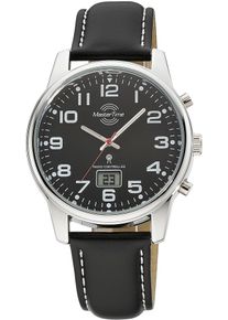 Funkuhr MASTER TIME "Super Power", schwarz (schwarz, schwarz), Armbanduhren, Herren, Funkuhr, Armbanduhr, Quarzuhr, Herrenuhr, Datum, Leuchtzeiger
