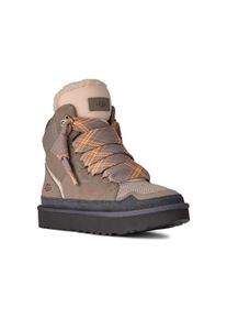 UGG Australia Sneakerboots UGG "HIGHMEL", Damen, Gr. 6 (37), grau, Lederimitat, Textil, Veloursleder, Schuhe Sneakerboots, High Top Sneaker, Schn&uuml;rboots mit Anziehlasche