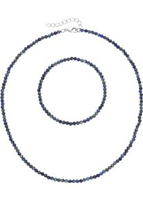 Ketten und Armband Set Firetti "Multipack Schmuck Geschenk Armkette Halskette", bunt (silberfarben, dunkelblau, dunkelblau), Schmuck_Sets, Damen, Elasthan, Messing, Polyester, Ketten und Armband Set, facettierte Edelsteine