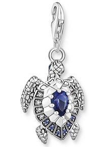 Charm-Einh&auml;nger Thomas Sabo "Schildkr&ouml;te mit blauen Steinen", silber (silberfarben, mehrfarbig, mehrfarbig), Charms, Damen, Silber 925 (recycelt), Charm-Einh&auml;nger, mit Glas-Keramik Stein