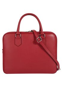 Aktentasche CLUTY, Damen, Gr. B/H/T: 35cm x 28cm x 13cm onesize, rot, Leder, leicht gl&auml;nzend, unifarben, Taschen Aktentasche, echt Leder, Made in Italy