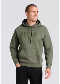 Hoodie Replay, Herren, Gr. S, army gr&uuml;n, Sweatware, Obermaterial: 100% Baumwolle, regular fit normal, ohne Ausschnitt, elastischer Bund, Sweatshirts Hoodie