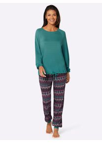 w&auml;schepur Schlafanzug W&Auml;SCHEPUR, Damen, Gr. 40/42, gr&uuml;n (smaragd, bedruckt), 95% Viskose, 5% Elasthan, Homewear-Sets Schlafanzug