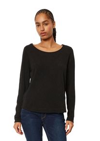 Marc O'Polo Langarmshirt MARC O'POLO DENIM, Damen, Gr. XS, schwarz, Slub, Obermaterial: 100% Baumwolle, unifarben, figurbetont h&uuml;ftlang, U-Boot-Ausschnitt, abgesteppt, Shirts Langarmshirt, als tolles Langarm-Basic