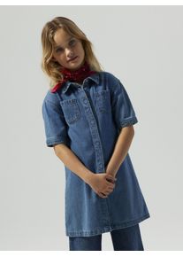 Jeanskleid name it "NKFJANNET DNM DRESS 8157-OV D", M&auml;dchen, Gr. 152, N-Gr, blau (medium blau denim), Denim/Jeans, Obermaterial: 100% Baumwolle, unifarben, Kleider Jeanskleid