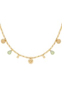 Kette mit Anh&auml;nger Leonardo "Halskette Ella", bunt (gelbgoldfarben, kristallwei&szlig;, gelb, aquablau), Halsketten, Damen, Edelstahl, L: 50 B: 2mm, Kette mit Anh&auml;nger, mit Kristallglas, B:2mm