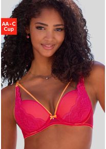 Push-up-BH Vivance, Damen, Gr. 75, Cup A, pink, Spitze, Obermaterial: 73% Polyamid, 17% Polyester, 10% Elasthan, BHs Push-up-BH, mit B&uuml;gel mit dekorativen, elastischen Zierb&auml;ndern, sexy Dessous