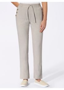 Leinenhose Classic Basics, Damen, Gr. 56, Normalgr&ouml;&szlig;en, beige, 100% Polyester, meliert, unifarben, lang, Hosen Leinenhose