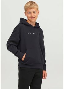 Jack & Jones Kapuzensweatshirt JACK & JONES JUNIOR "JJESTAR JJ SWEAT HOOD NOOS JNR", Jungen, Gr. 152, schwarz, angeraute Sweatware, Obermaterial: 65% Baumwolle, 35% Polyester, bedruckt, relaxed fit normal, Rundhals, Rippb&uuml;ndchen, Sweatshirts Kapuzensweatshirt, Baumwollmischung, relaxed fit