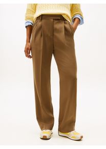 Anzughose Tommy Hilfiger "TIMELESS WOOL RLXD STRT PANT", Damen, Gr. 46, N-Gr, nordic taupe, Web, Obermaterial: 54% Polyester, 44% Wolle, 2% Elasthan, unifarben, relaxed fit kn&ouml;chellang, Hosen Anzughose, mit Wolle