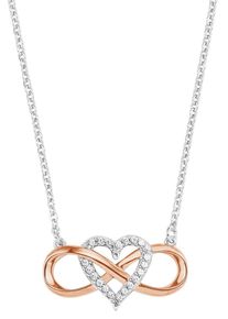 Kette mit Anh&auml;nger Amor "Infinity Unendlichkeitsschleife mit Herz", rosa (silberfarben, ros&eacute;goldfarben, wei&szlig;), Halsketten, Damen, Silber 925 (Sterlingsilber), L: 45, Kette mit Anh&auml;nger, mit Zirkonia (synth.)